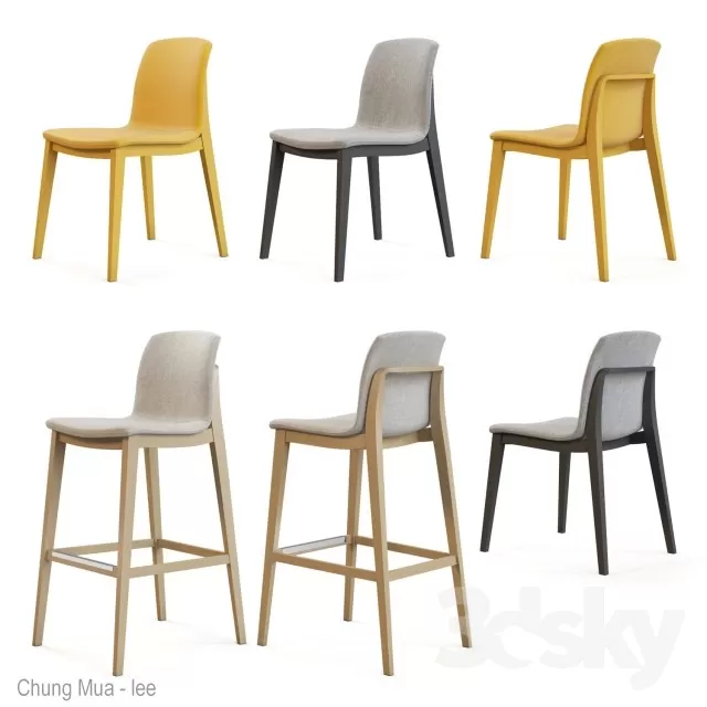 3DSKYFREE – LIVINGROOM - CHAIR - STOOL 3DS MAX MODELS