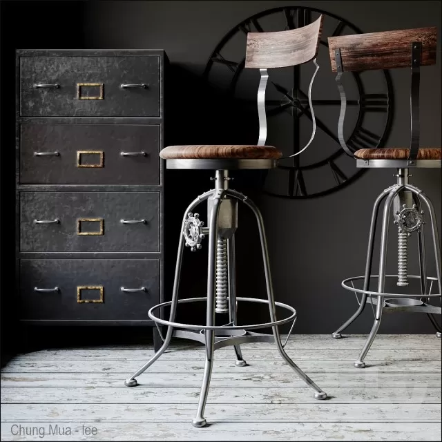 3DSKYFREE – LIVINGROOM - CHAIR - STOOL 3DS MAX MODELS