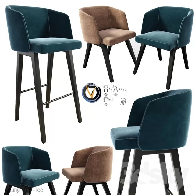 3DSKYFREE – LIVINGROOM - CHAIR - STOOL 3DS MAX MODELS