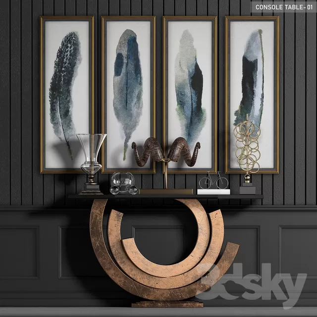 3DSKYFREE – LIVINGROOM - CONSOLE TABLE 3DS MAX MODELS