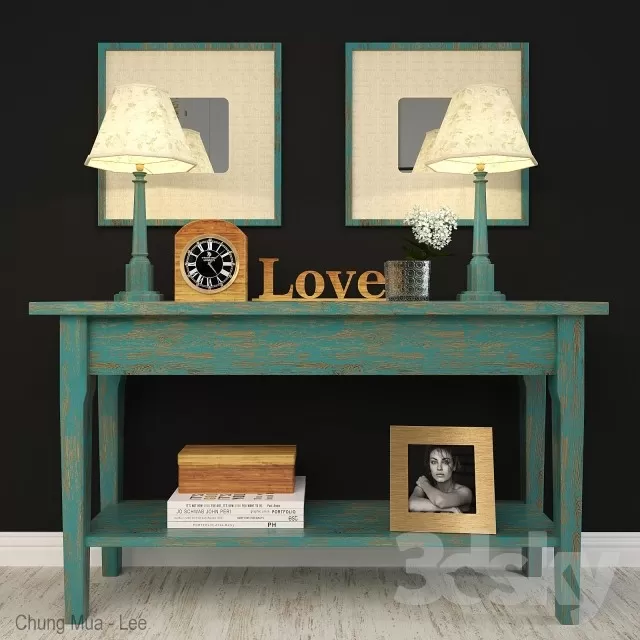 3DSKYFREE – LIVINGROOM - CONSOLE TABLE 3DS MAX MODELS