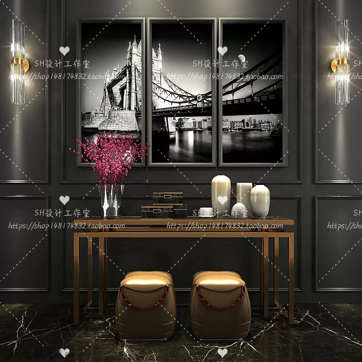 3DSKYFREE – LIVINGROOM - CONSOLE TABLE - TAOBAO 3DS MAX MODELS