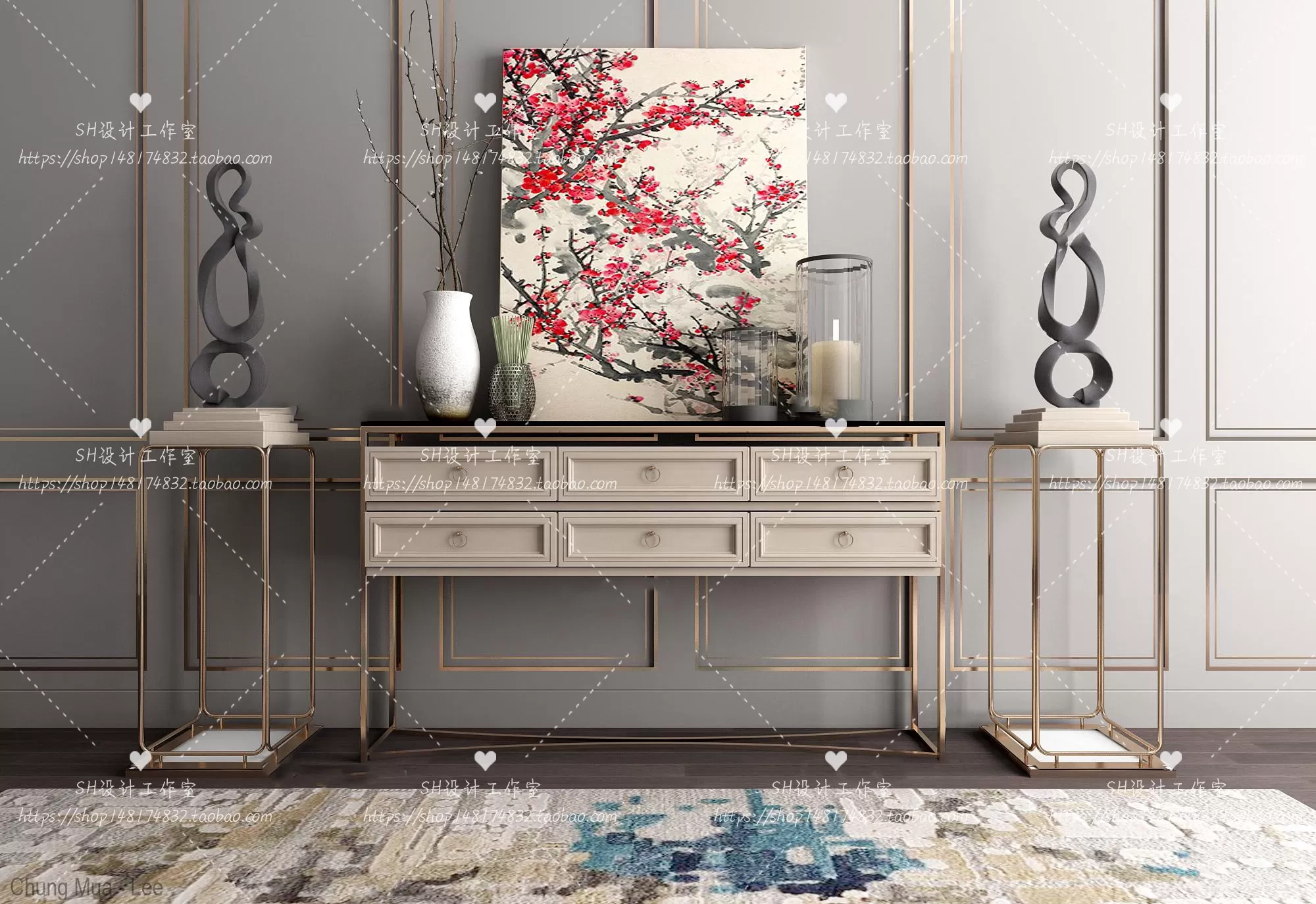 3DSKYFREE – LIVINGROOM - CONSOLE TABLE - TAOBAO 3DS MAX MODELS