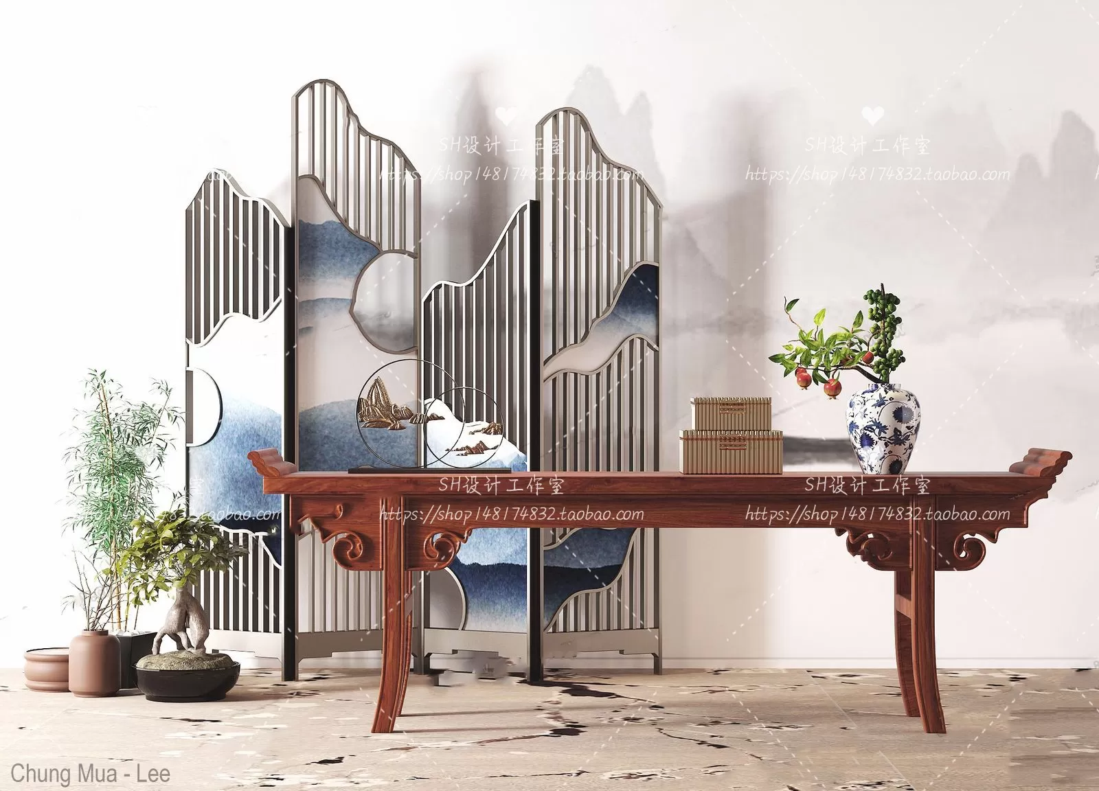 3DSKYFREE – LIVINGROOM - CONSOLE TABLE - TAOBAO 3DS MAX MODELS