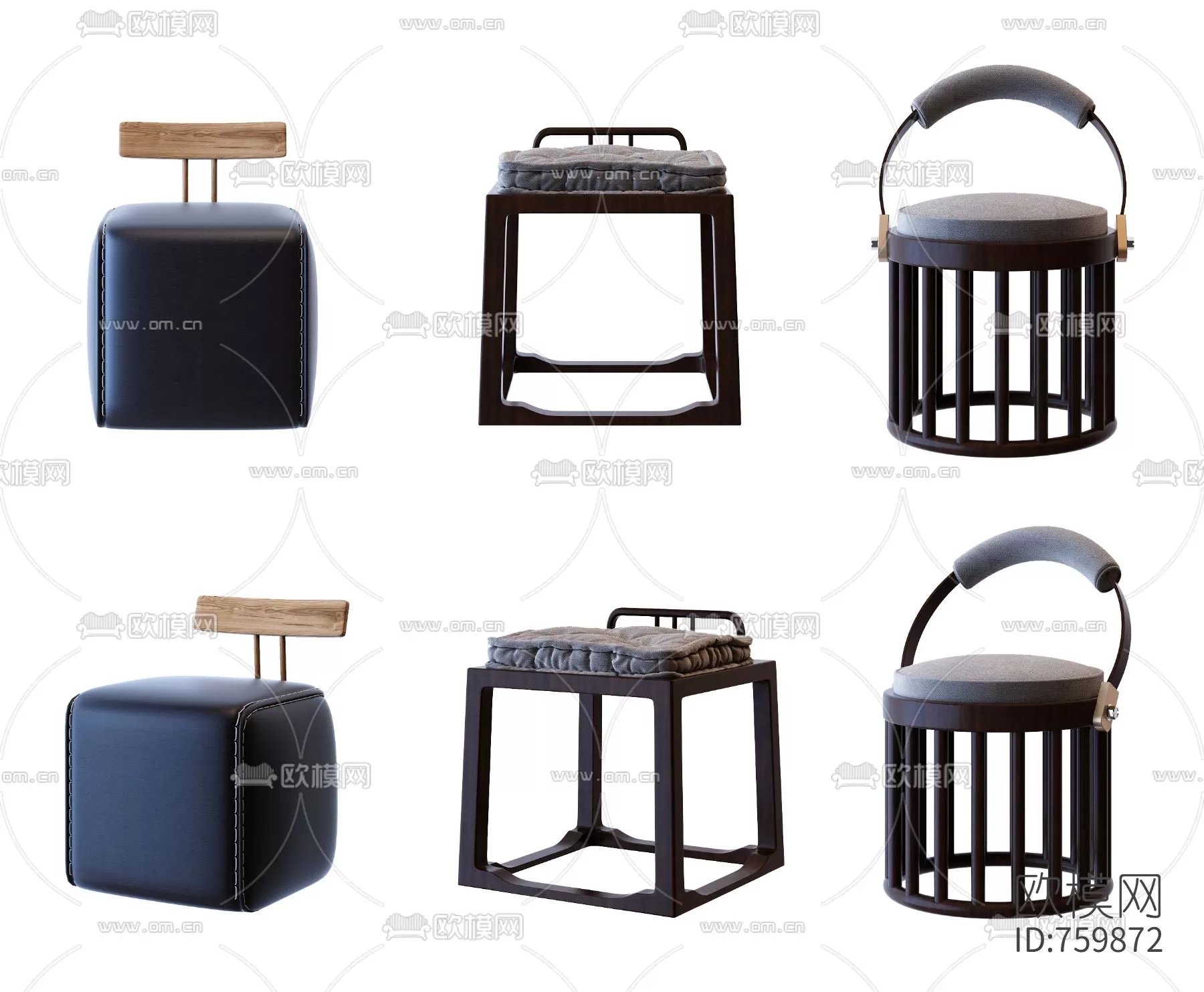 3DSKYFREE – LIVINGROOM - OTTOMAN 3DS MAX MODELS