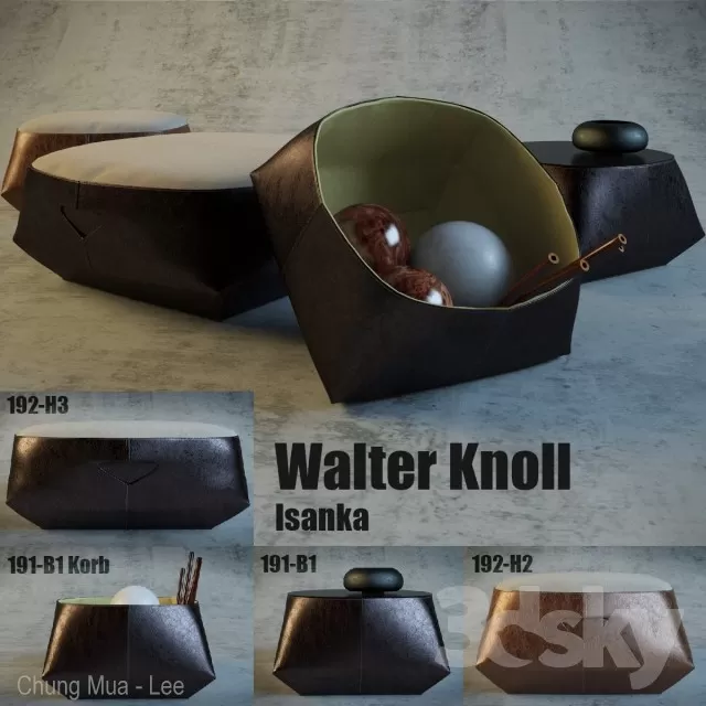 3DSKYFREE – LIVINGROOM - OTTOMAN 3DS MAX MODELS