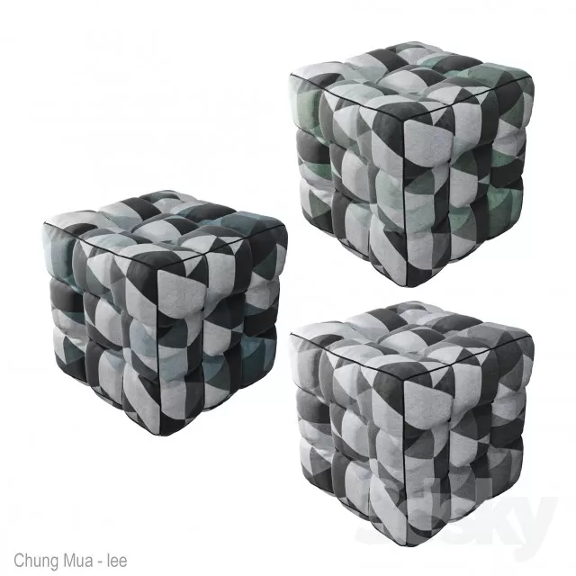 3DSKYFREE – LIVINGROOM - OTTOMAN 3DS MAX MODELS