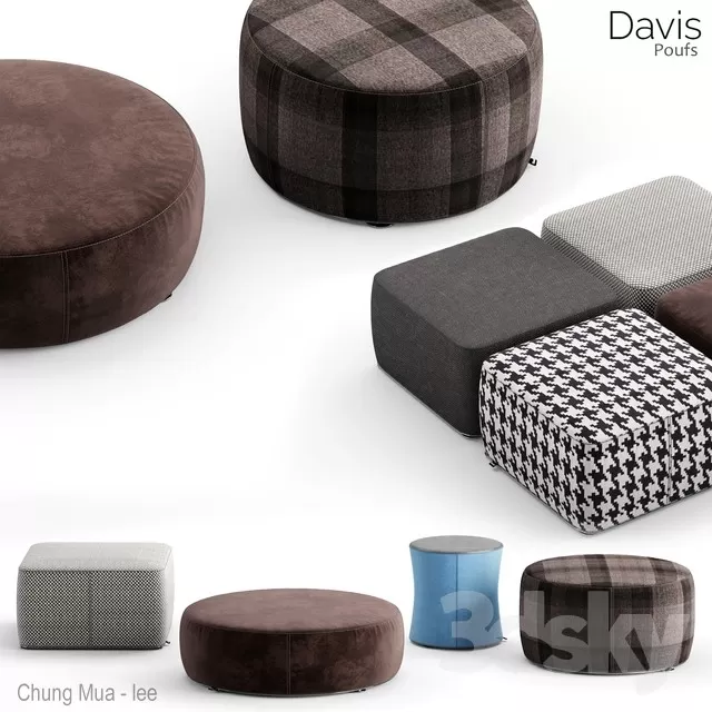 3DSKYFREE – LIVINGROOM - OTTOMAN 3DS MAX MODELS