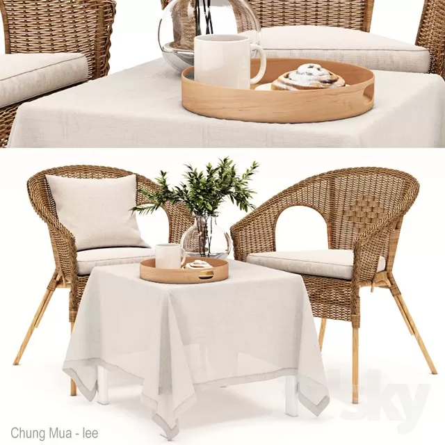 3DSKYFREE – LIVINGROOM - RATTAN 3DS MAX MODELS