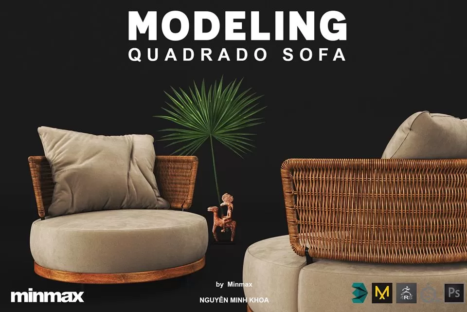 3DSKYFREE – LIVINGROOM - RATTAN 3DS MAX MODELS