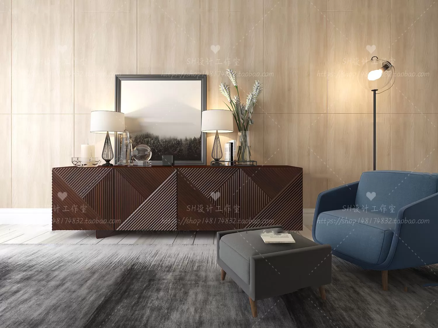 3DSKYFREE – LIVINGROOM - SIDEBOARD - A 3DS MAX MODELS