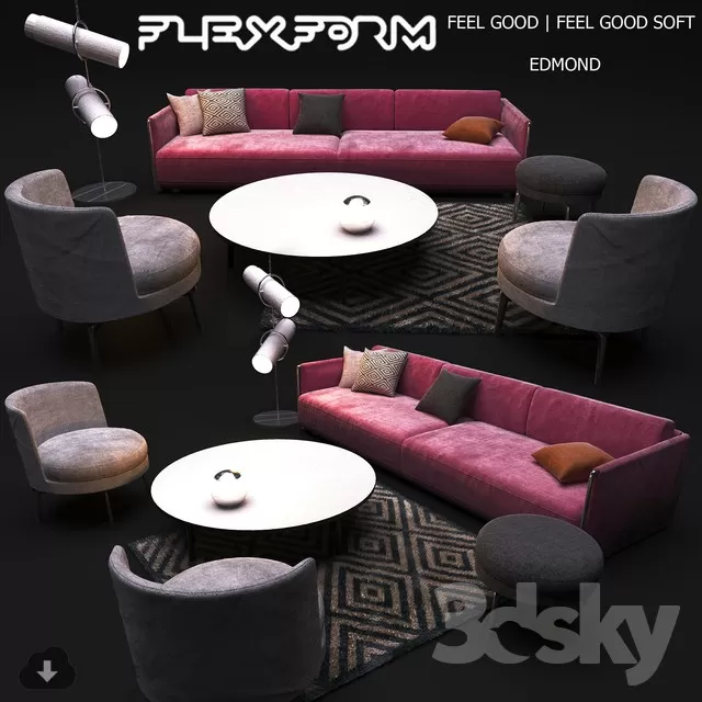 3DSKYFREE – LIVINGROOM - SOFA 3DS MAX MODELS
