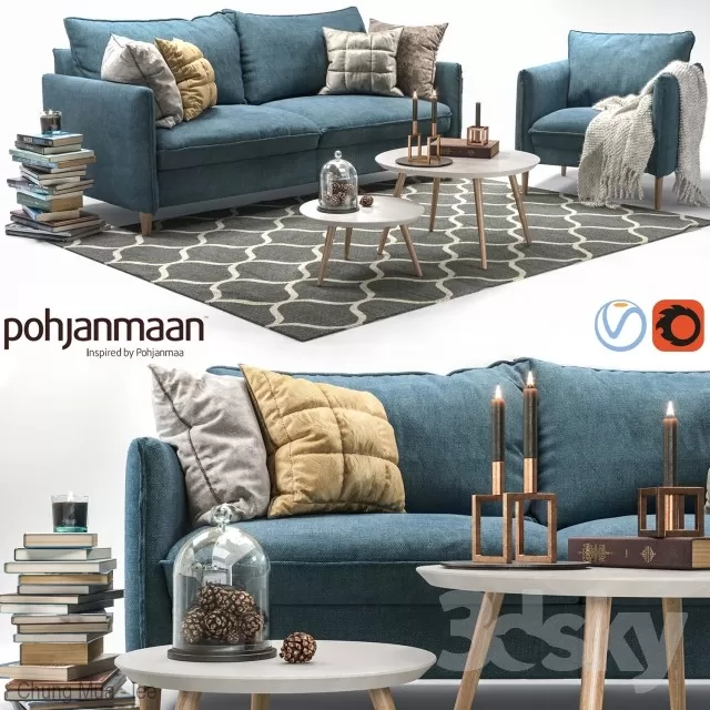3DSKYFREE – LIVINGROOM - SOFA 3DS MAX MODELS