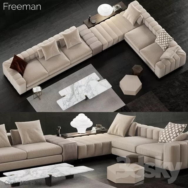 3DSKYFREE – LIVINGROOM - SOFA 3DS MAX MODELS
