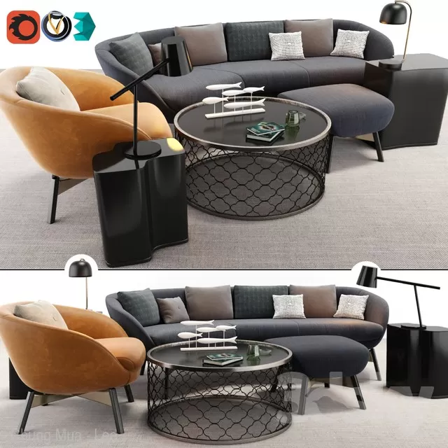3DSKYFREE – LIVINGROOM - SOFA 3DS MAX MODELS