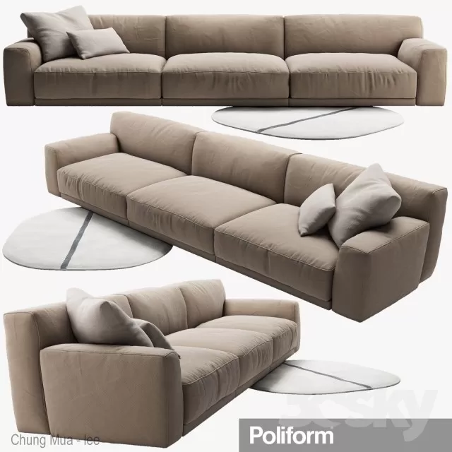 3DSKYFREE – LIVINGROOM - SOFA - LONG 3DS MAX MODELS