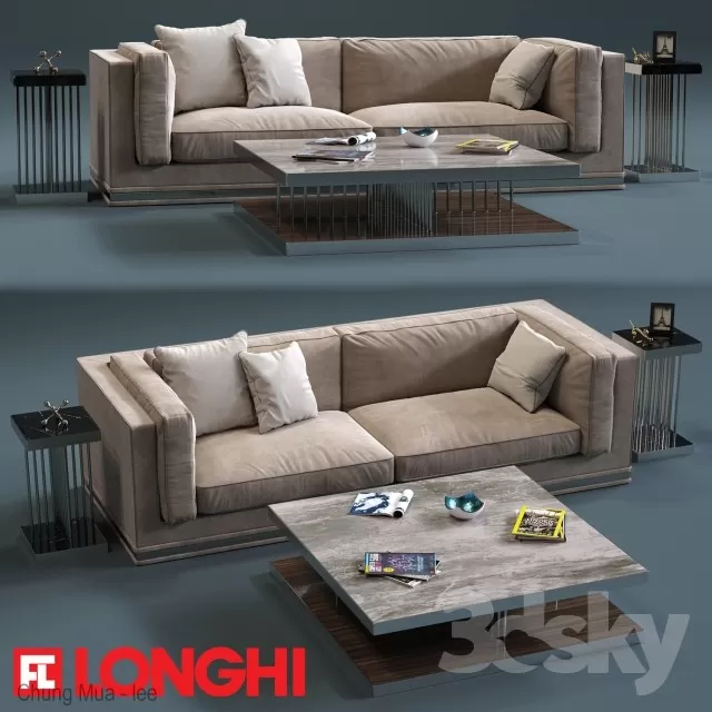 3DSKYFREE – LIVINGROOM - SOFA - LONG 3DS MAX MODELS
