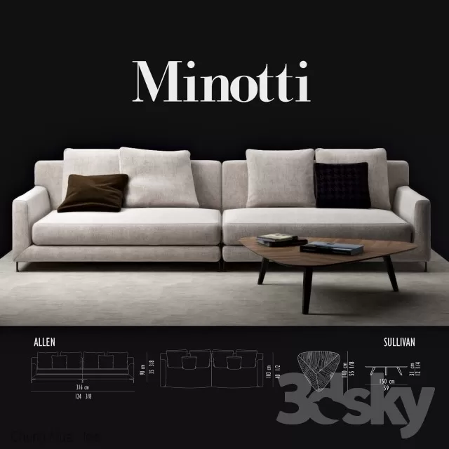 3DSKYFREE – LIVINGROOM - SOFA - LONG 3DS MAX MODELS