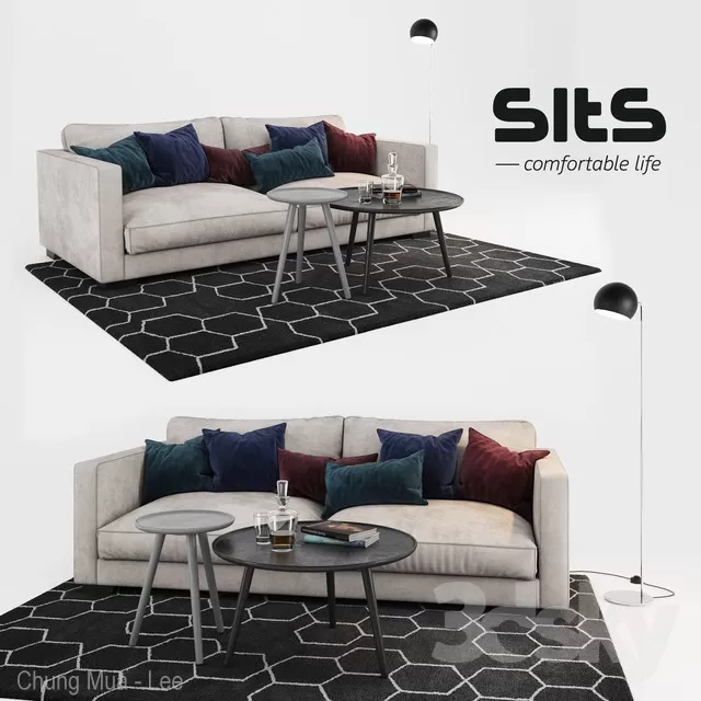 3DSKYFREE – LIVINGROOM - SOFA - LONG 3DS MAX MODELS