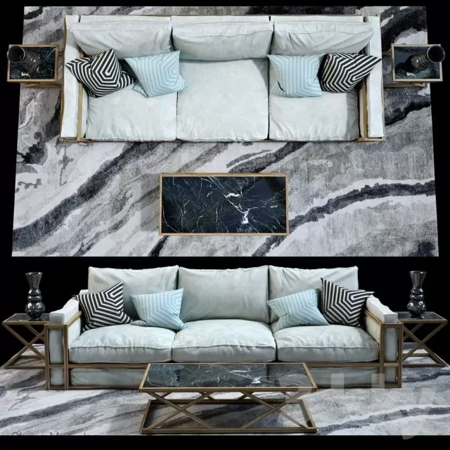 3DSKYFREE – LIVINGROOM - SOFA - LONG 3DS MAX MODELS