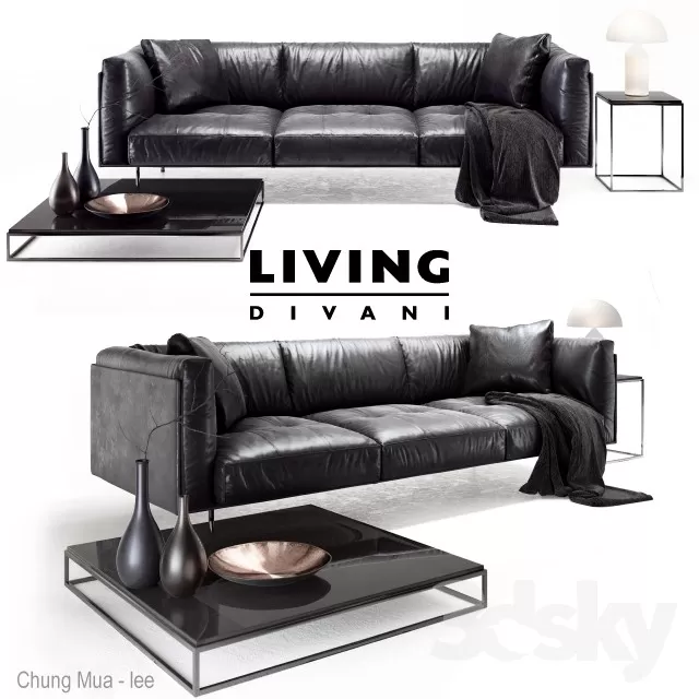 3DSKYFREE – LIVINGROOM - SOFA - LONG 3DS MAX MODELS