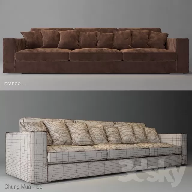 3DSKYFREE – LIVINGROOM - SOFA - LONG 3DS MAX MODELS