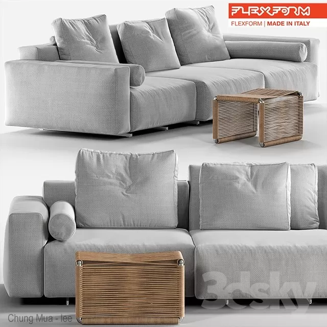 3DSKYFREE – LIVINGROOM - SOFA - LONG 3DS MAX MODELS