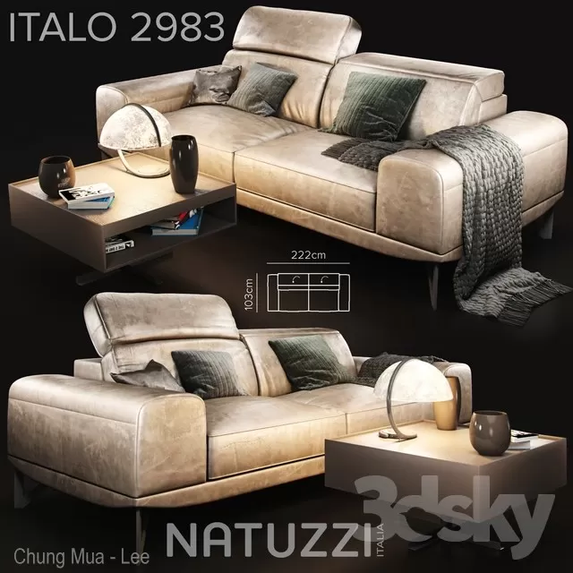 LIVINGROOM - SOFA - LONG 3D MODELS