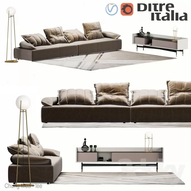 3DSKYFREE – LIVINGROOM - SOFA - LONG 3DS MAX MODELS