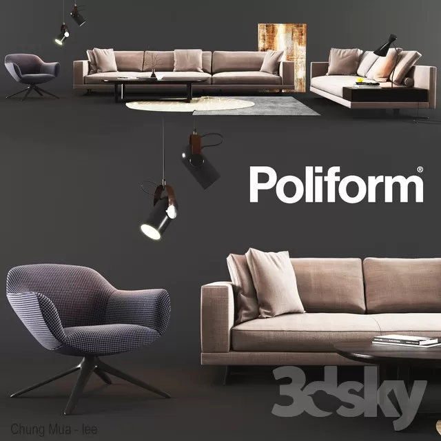 3DSKYFREE – LIVINGROOM - SOFA - LONG 3DS MAX MODELS