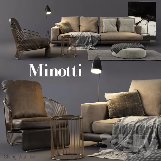 3DSKYFREE – LIVINGROOM - SOFA - LONG 3DS MAX MODELS