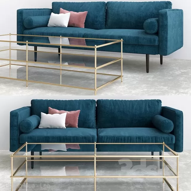 3DSKYFREE – LIVINGROOM - SOFA - LONG 3DS MAX MODELS