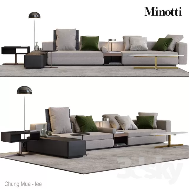 3DSKYFREE – LIVINGROOM - SOFA - LONG 3DS MAX MODELS