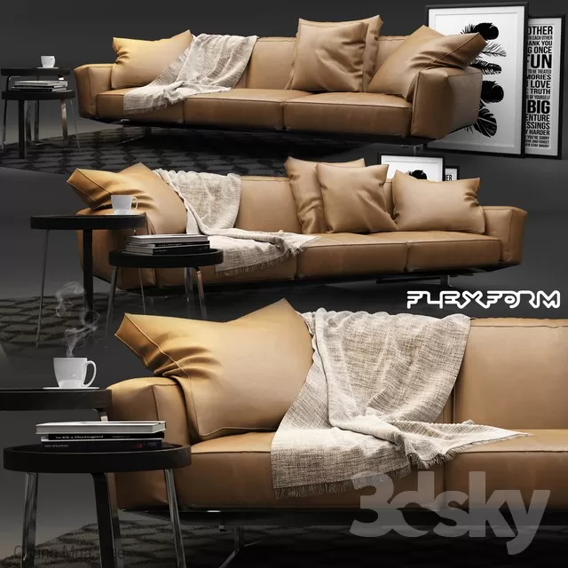 3DSKYFREE – LIVINGROOM - SOFA - LONG 3DS MAX MODELS