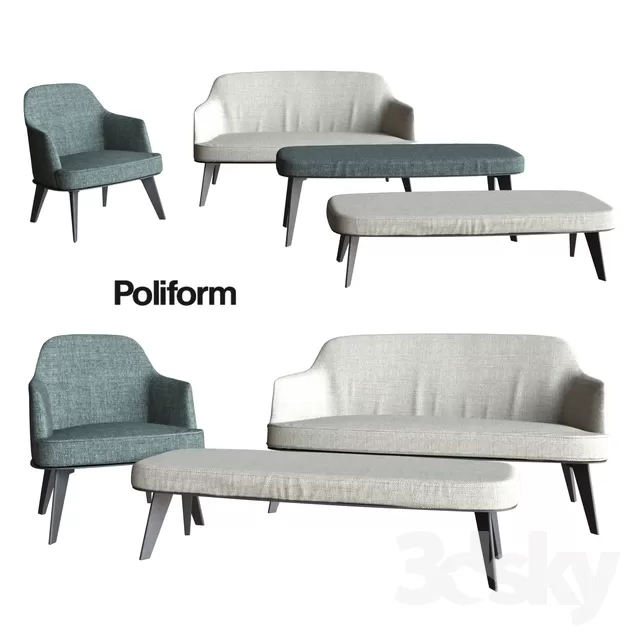 3DSKYFREE – LIVINGROOM - SOFA - LONG 3DS MAX MODELS