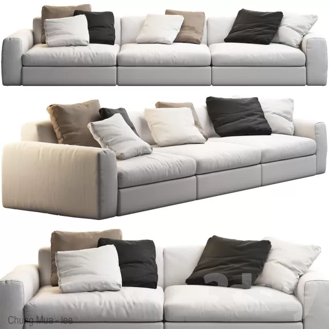 LIVINGROOM - SOFA - LONG 3D MODELS