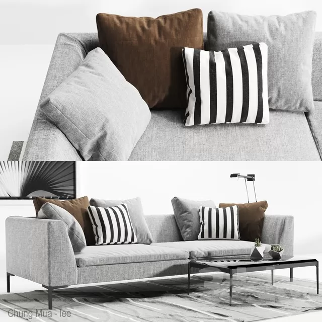 3DSKYFREE – LIVINGROOM - SOFA - LONG 3DS MAX MODELS