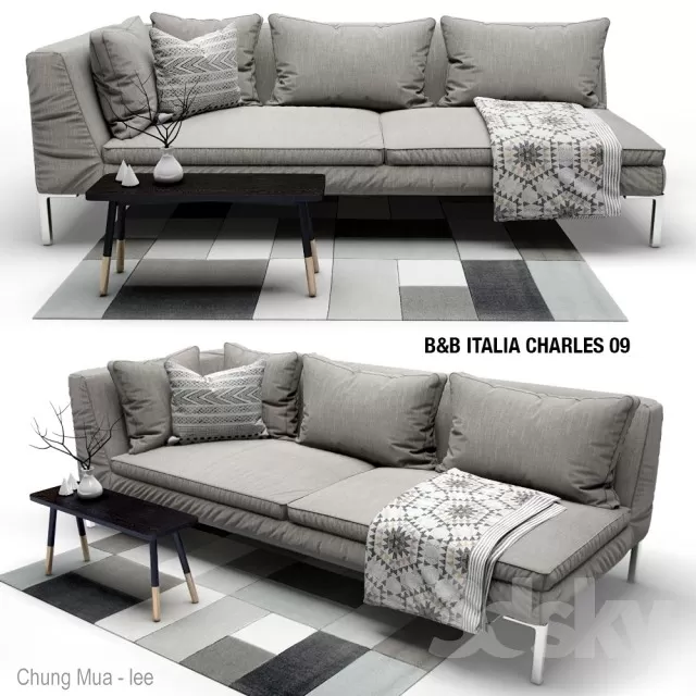 3DSKYFREE – LIVINGROOM - SOFA - LONG 3DS MAX MODELS