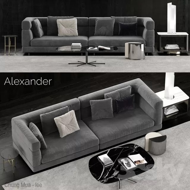 3DSKYFREE – LIVINGROOM - SOFA - LONG 3DS MAX MODELS