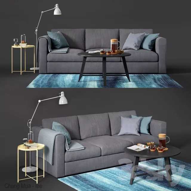 3DSKYFREE – LIVINGROOM - SOFA - LONG 3DS MAX MODELS