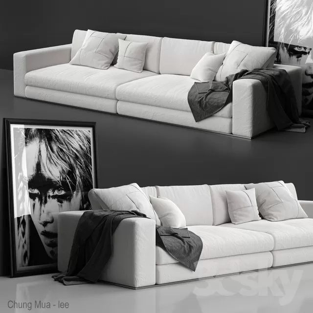 3DSKYFREE – LIVINGROOM - SOFA - LONG 3DS MAX MODELS