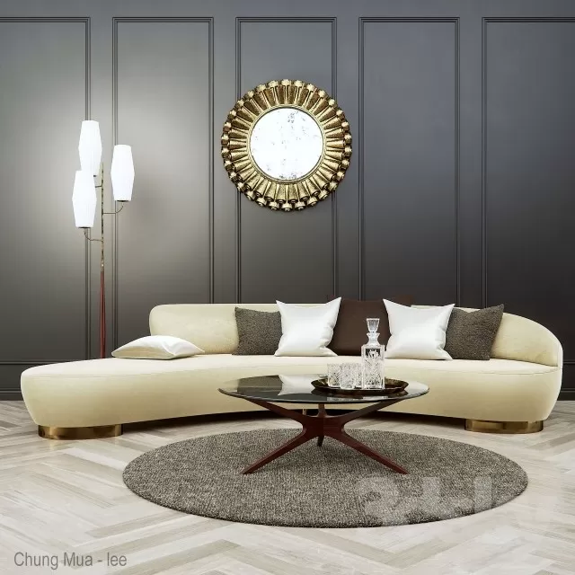 3DSKYFREE – LIVINGROOM - SOFA - LONG 3DS MAX MODELS
