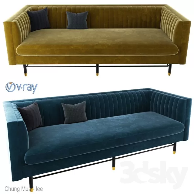 3DSKYFREE – LIVINGROOM - SOFA - LONG 3DS MAX MODELS