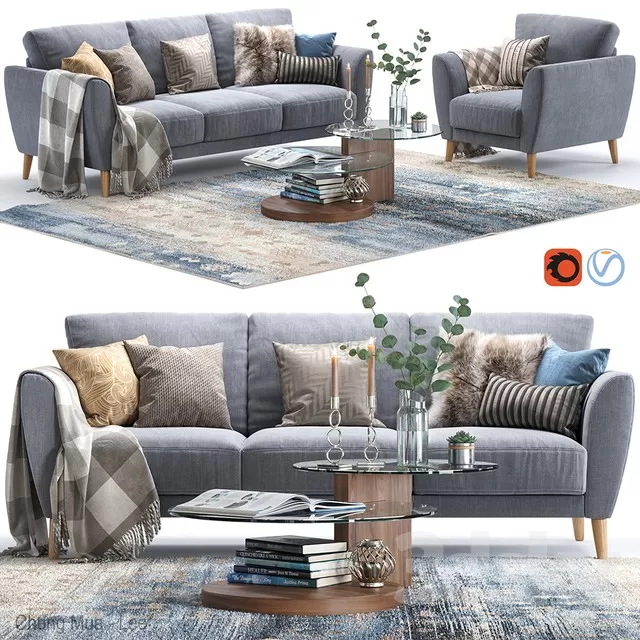 3DSKYFREE – LIVINGROOM - SOFA - LONG 3DS MAX MODELS