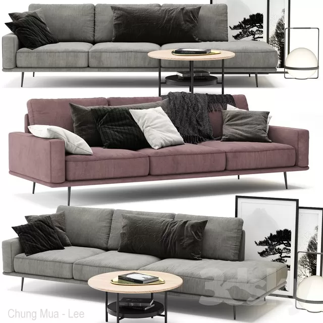 3DSKYFREE – LIVINGROOM - SOFA - LONG 3DS MAX MODELS