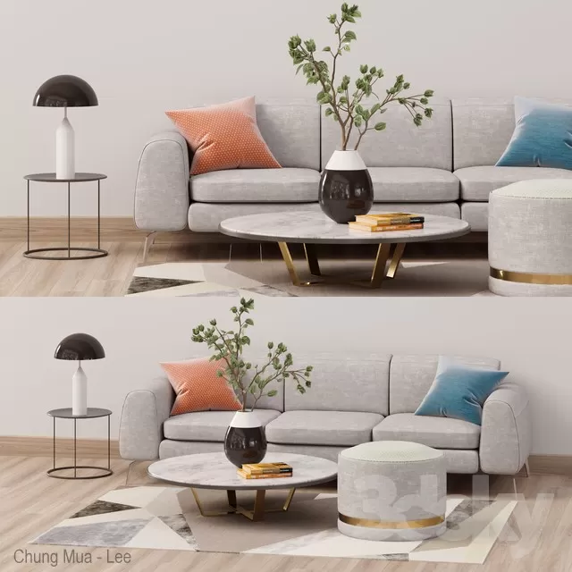 3DSKYFREE – LIVINGROOM - SOFA - LONG 3DS MAX MODELS