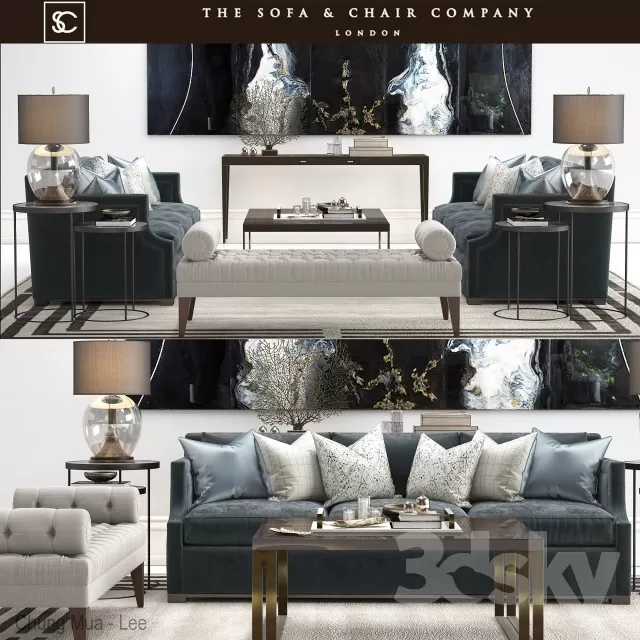 3DSKYFREE – LIVINGROOM - SOFA - LONG 3DS MAX MODELS