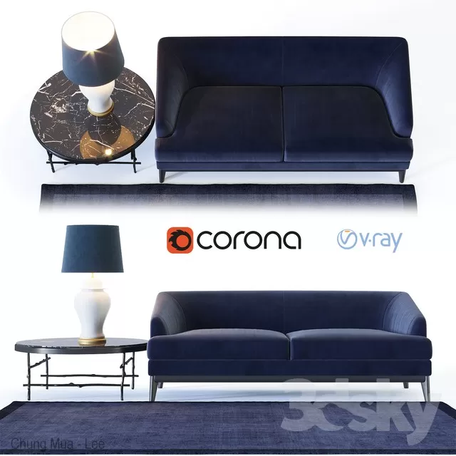 3DSKYFREE – LIVINGROOM - SOFA - LONG 3DS MAX MODELS