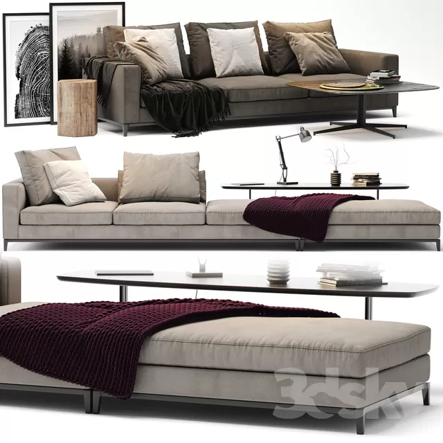 3DSKYFREE – LIVINGROOM - SOFA - LONG 3DS MAX MODELS