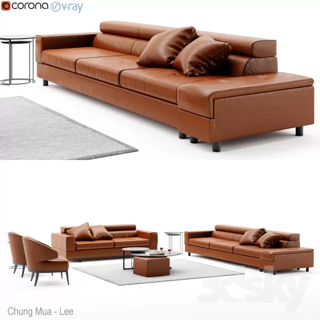 3DSKYFREE – LIVINGROOM - SOFA - LONG 3DS MAX MODELS